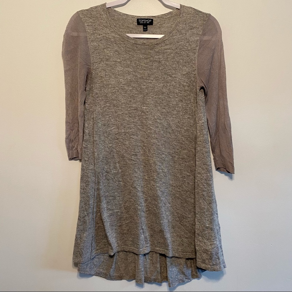 Topshop Hi-Lo Sheer Sleeve‎ Tunic Sweater